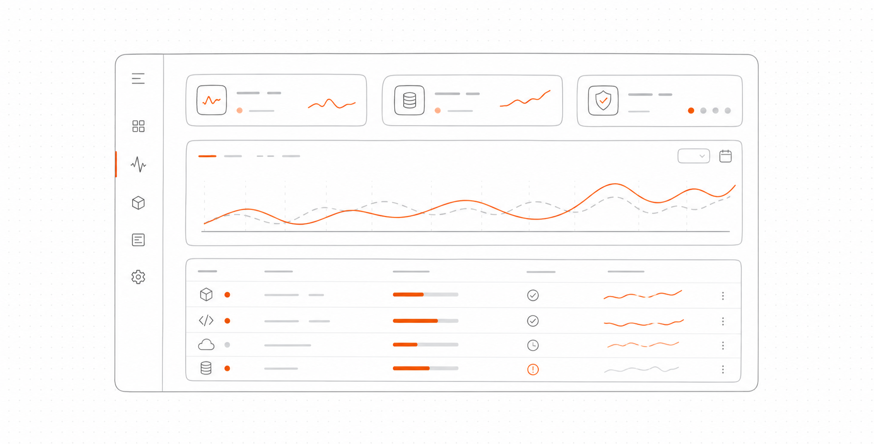 Scribble-Illustration eines Tracking- und Metriken-Dashboards